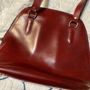 Red Shoulder Bag Handmade In Florence